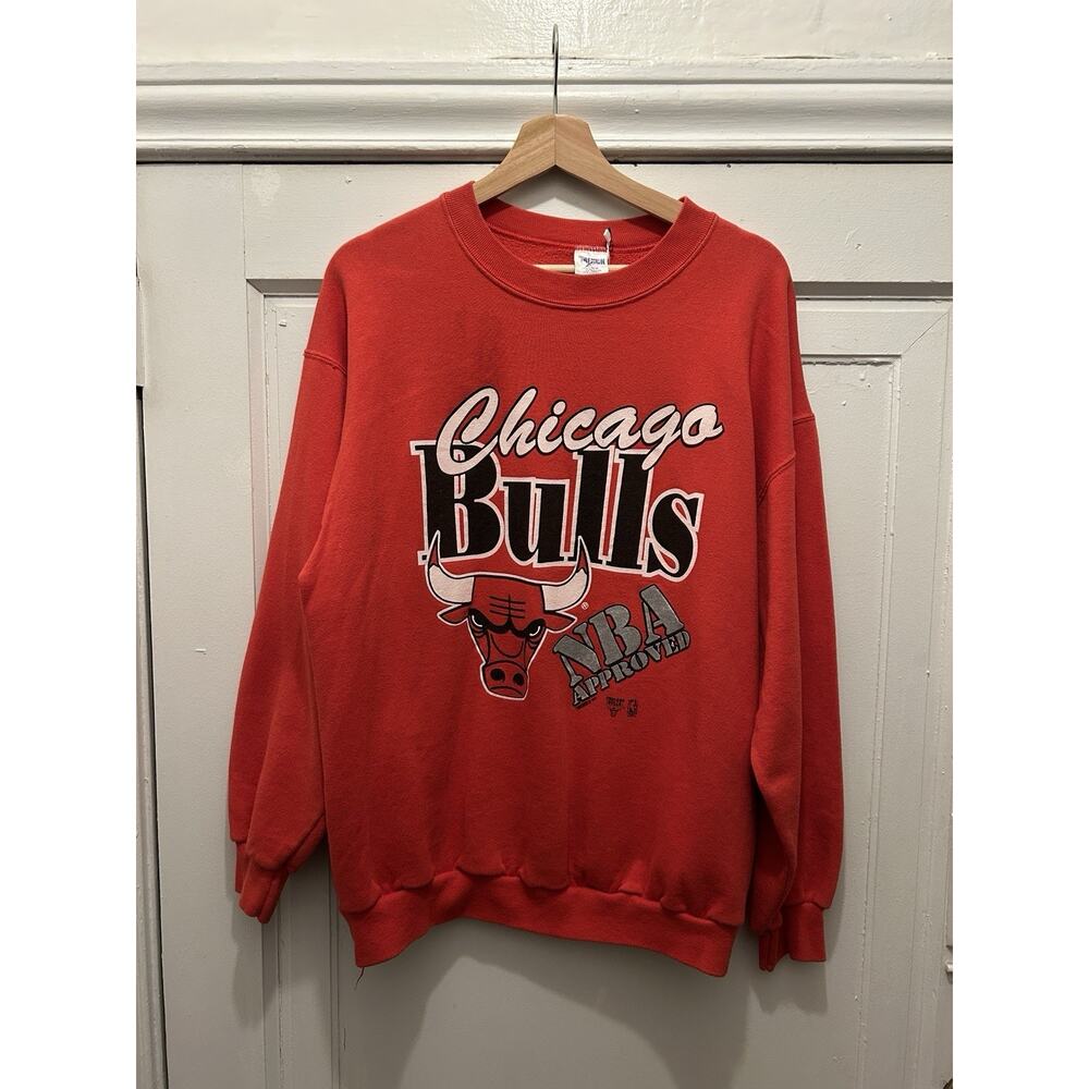 Vintage 1991 CHICAGO BULLS TRENCH USA NBA Approved Logo Sweatshirt Mens XL USA